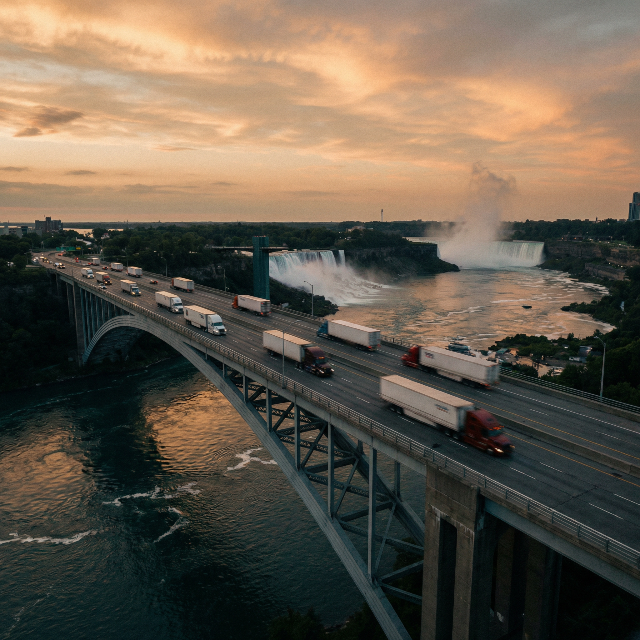 Commercial truck traffic at Niagara County border crossing